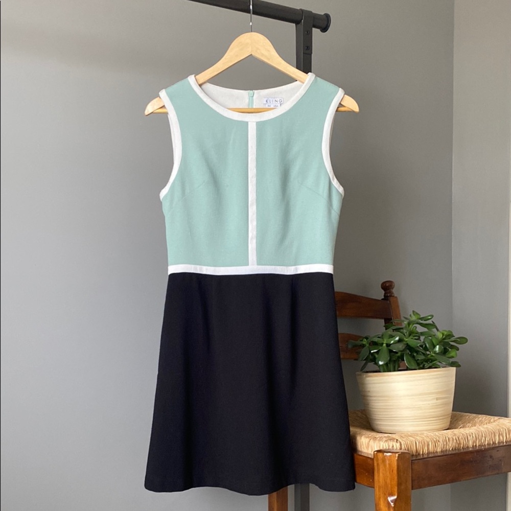 Stylish Mint and Black Sleeveless Dress